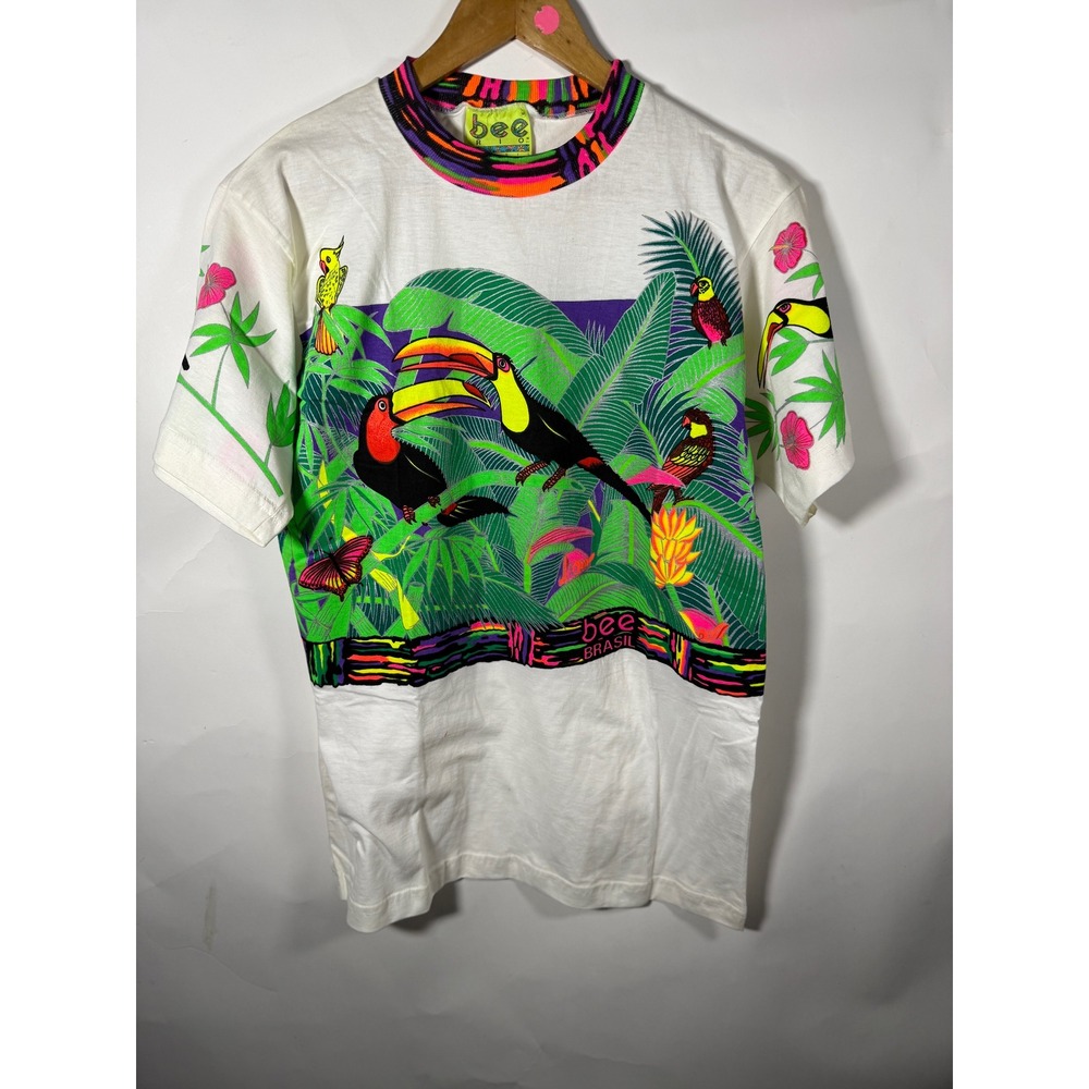 Bee Brasil Men's Tropical Toucan Bird Palm Leaf‎ Graphic T Shirt